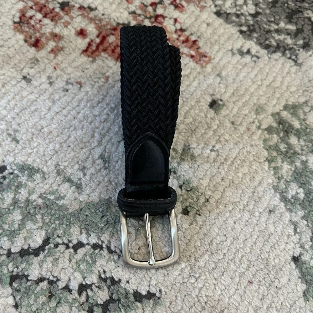 Vintage Boys Black Woven Braided Leather Belt Size Small “Jake” Engraved